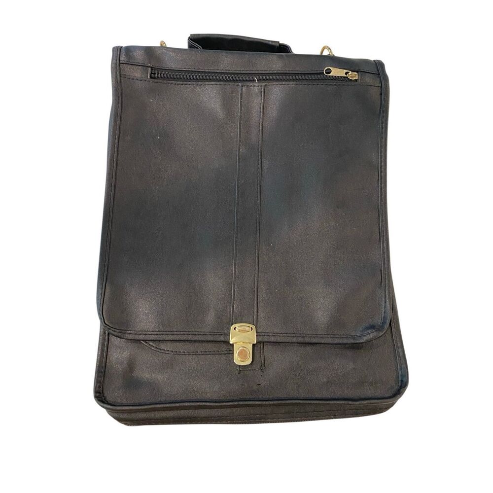 Black Faux Leather Briefcase Portfolio Laptop Case Office Organizer Bag Workwear